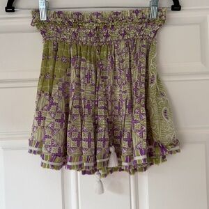 Poupette st Barth size‎ xs mini skirt elastic waist green summer flowy